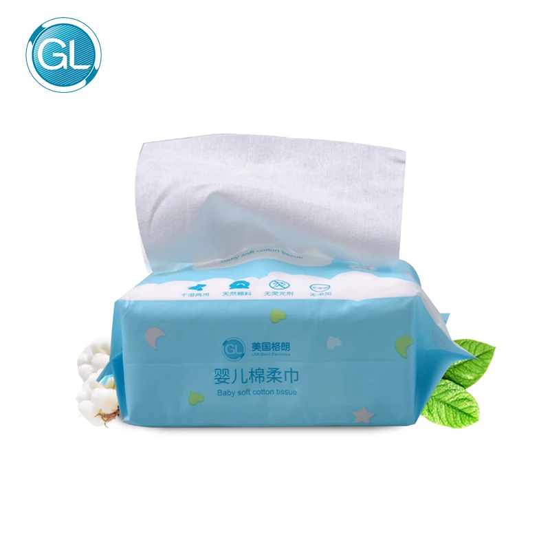 

GL 6Packs 600pcs Baby Soft Cotton Tissue Multiple Use Dry Tissue Wet Tissue Child Daily Skin Care Papers Wet Wipes Skin-friendly