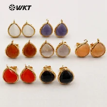 JF171 Фантастические серьги-гвоздики с кошачьими глазами, серьги-гвоздики в форме капли воды для изготовления ювелирных изделий 15*12 мм