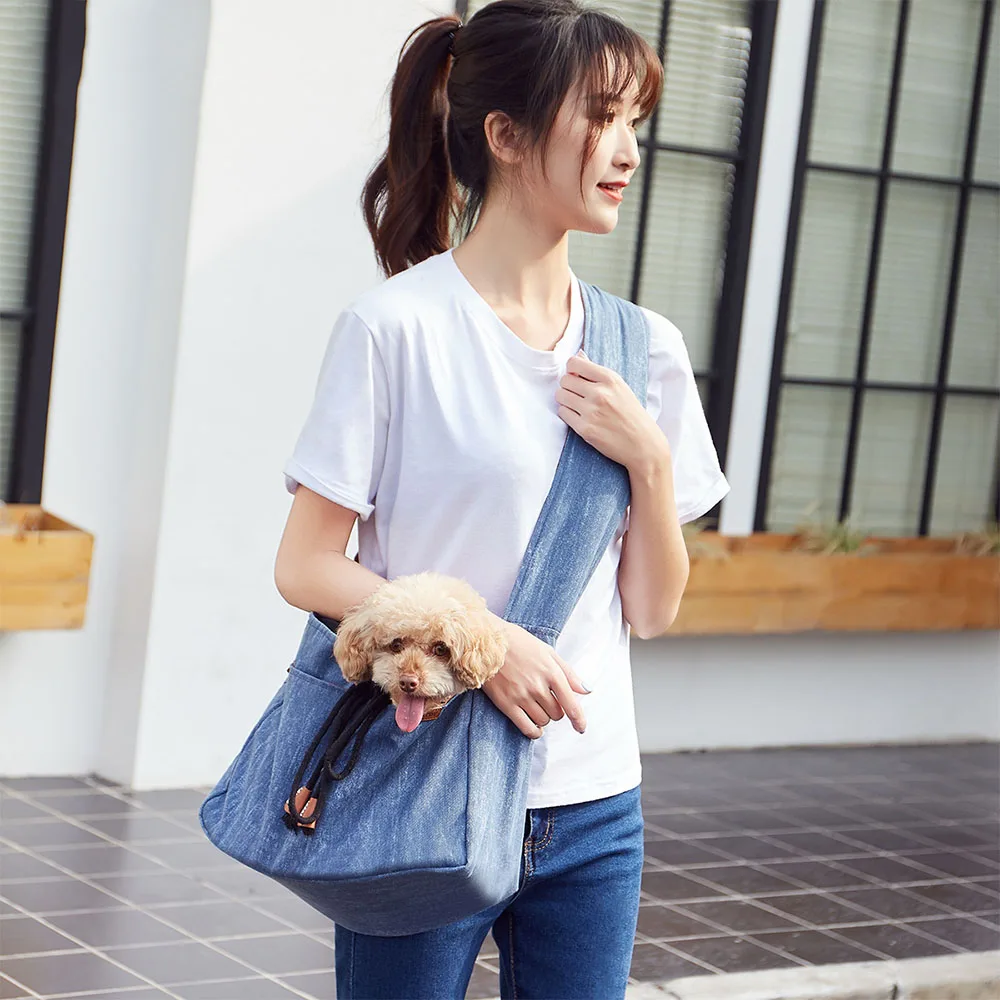 Путешествие, домашнее животное, рюкзак для собак, портативный рюкзак для домашних животных, сумка из джинсовой ткани, сумка для переноски домашних животных, диагональный рюкзак для собак