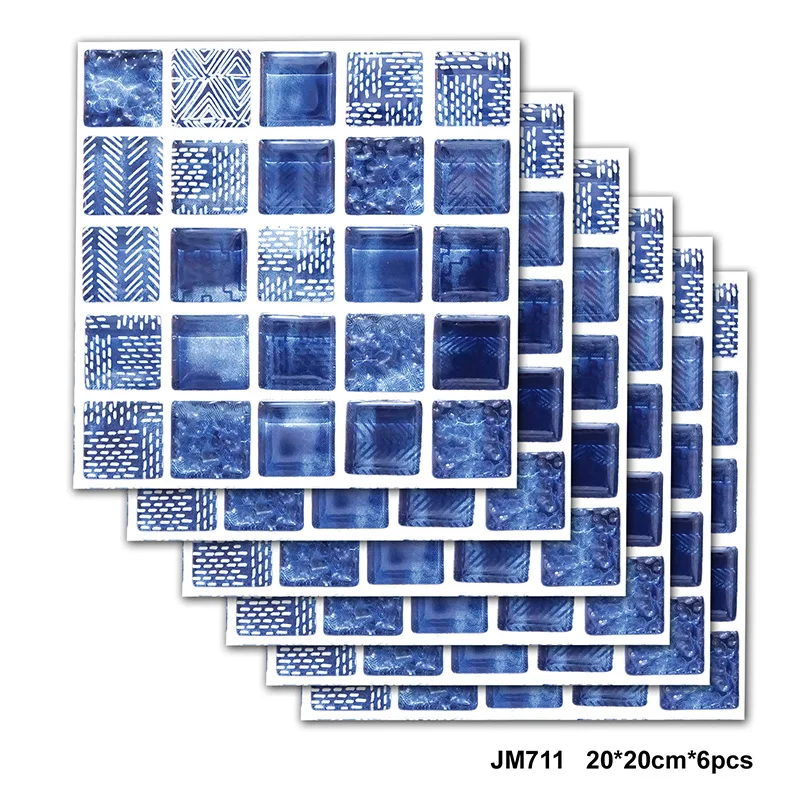 6 шт./компл. Водонепроницаемая плитка наклейки 20*20 см самоклеющиеся съемные наклейки на стену для ванной комнаты декор для кухни художественные наклейки - Цвет: JM711