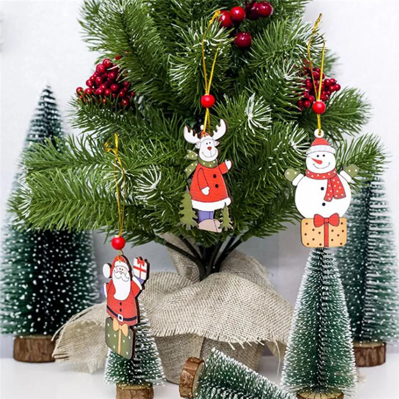 Download Christmas Tree Decorations Wooden Snowman Elk Santa Claus ...