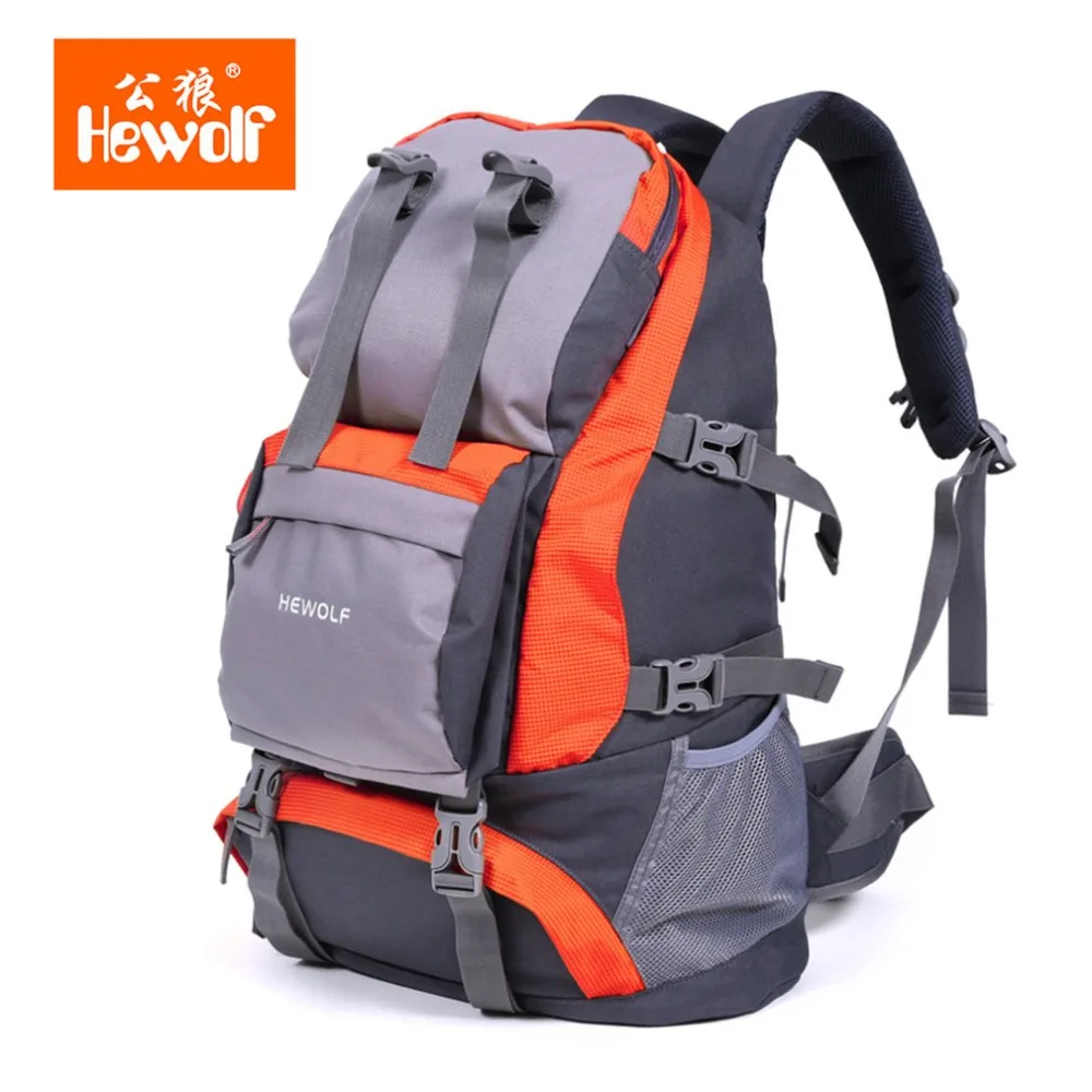 

Hewolf Men Women Outdoor Huge Capacity 32L Travelling Hiking Male And Female Bag Waterproof Orange/Red Leisure Sports Knapsack