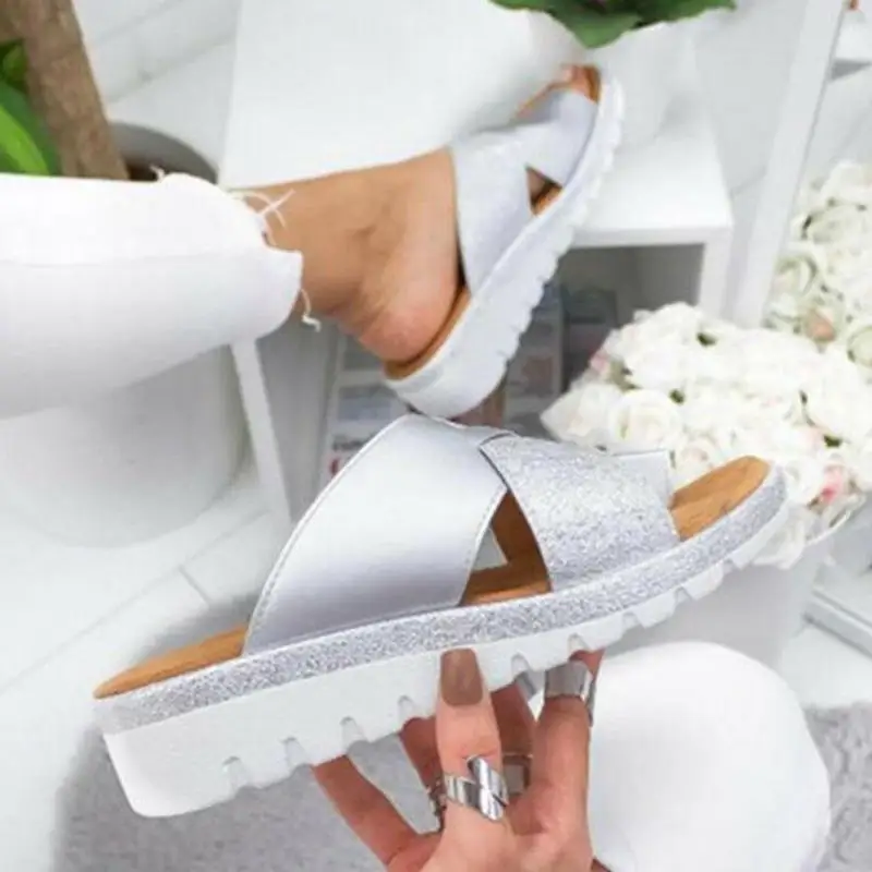 

Women Artificial PU Sandal Shoes Orthopedic Bunion Corrector Comfy Platform Wedge Ladies Casual Big Toe Correction Slippers