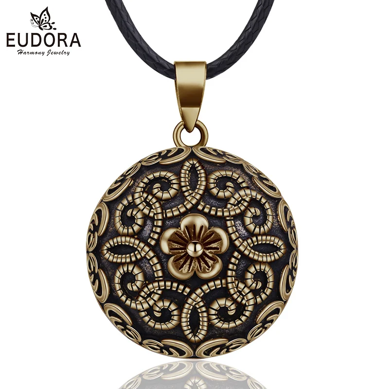

Eudora 20mm Gorgeous Flower Mexican Bola Harmony Chime Ball Pregnancy Baby Pendant Necklace for Women Vintage Jewelry N14NB322
