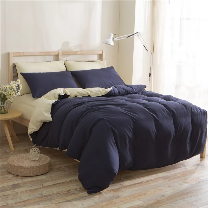 

Khaki Black Solid Color Bedding Set 4pcs Adult Bed Linen Set Japan Style Duvet Cover Brush Microfiber Bed Set Autumn Bedclothes