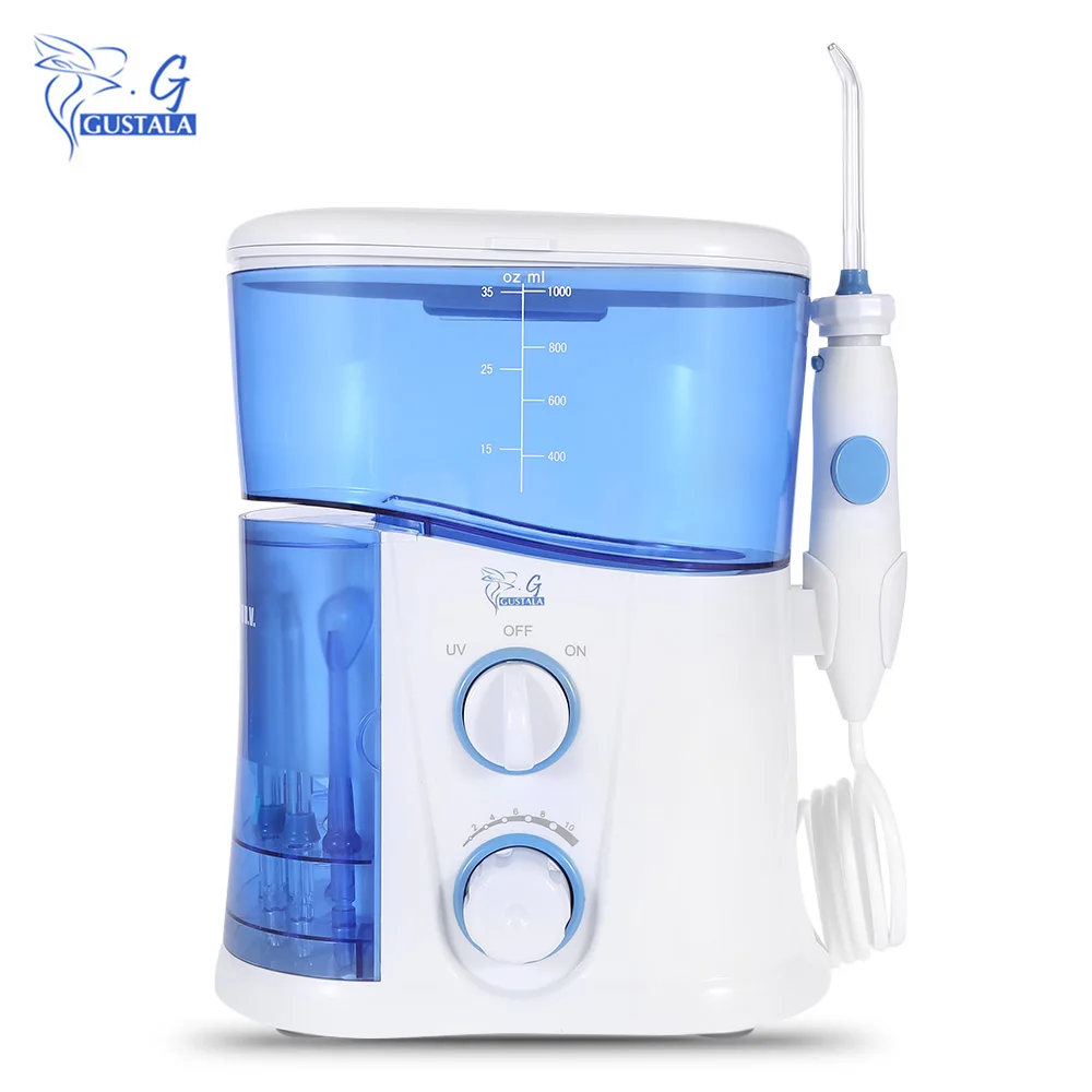 Baratos Gustala 1000 ml Oral irrigador Dental Flosser agua Dental Floss agua irrigador dientes Dental Water Jet Oral cuidado de los dientes