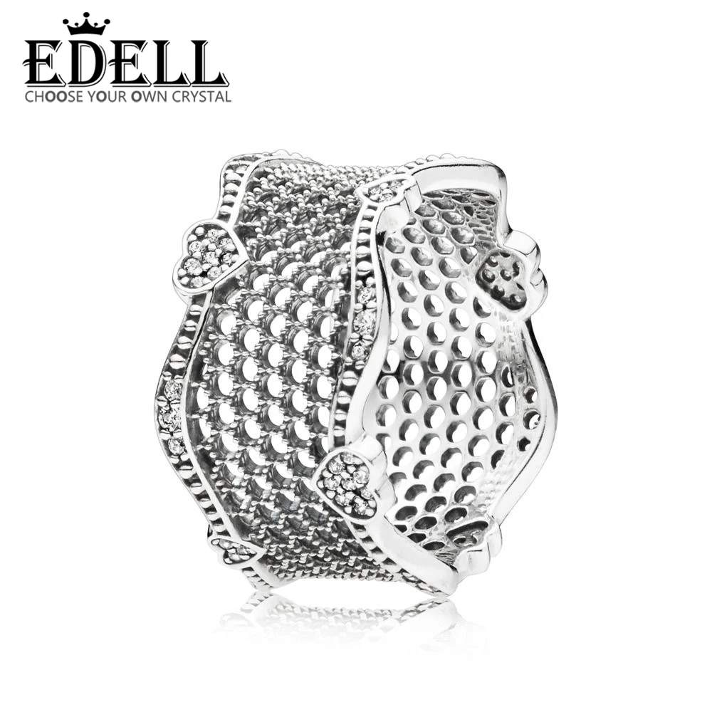 

EDELL 100% 925 Sterling Silver 197706CZ LACE OF LOVE RING Retro Simple Personality Women's Gift Jewelry Original 2018