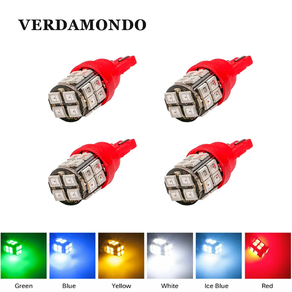 

4x T10 W5W LED Bulb 168 194 20SMD 2835 Side Marker Lights Map Turn Signal Lamp White Yellow(amber) Green Blue Ice Blue Red