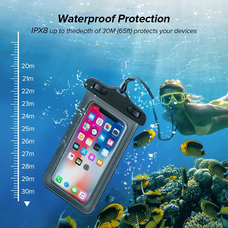 Универсальный Водонепроницаемый Чехол для iPhone X XS MAX 8 7 6 s 5 Plus водонепроницаемый