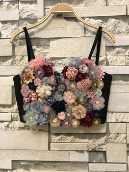 

Autumn Winter New Flower Coloured Short Bustier Crop Tops Soft Wrapped Tube Tops Strapless Tops Crop Corset D242