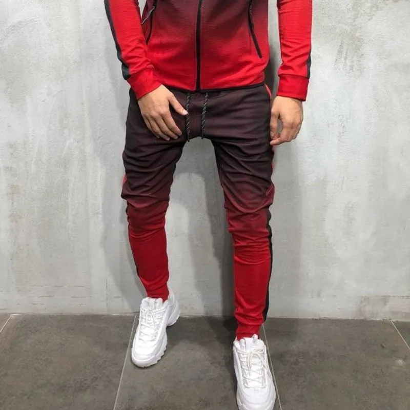 Gradient Set Men Two Piece Outfits Zipper Track Jacket Sweatpants Mens Sports Suits Casual Pants Sweatshirt Sweatsuit Tracksuits