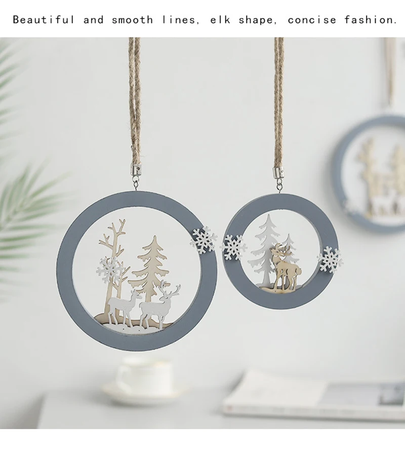 Flone Nordic Decoration Home Wooden Elk Hanging Ornaments Christmas Nursery Decor Kids Room Decoration Supplies Accessories (15)