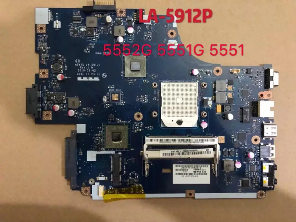 

Para Acer Aspire 5552G 5551G 5551 Laptop motherboard NEW75 LA-5912p A55 DDR3 100% completo Testado