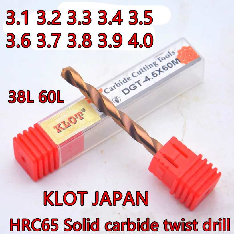 

3.1 3.2 3.3 3.4 3.5 3.6 3.7 3.8 3.9 4.0 5pcs 2pcsKLOT HRC65 Solid carbide twist drill processing HRC 65 following materials