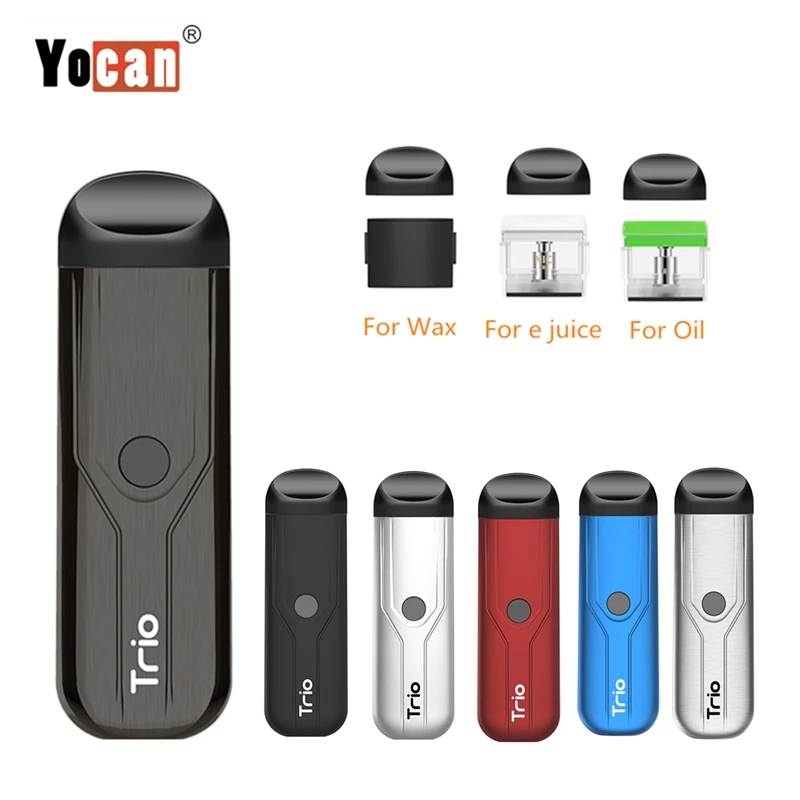 

YOCAN TRIO 3 in 1 Vaporizer Vape Kit with 500mAh Battery 1.0ml Vape Pod for CBD for Juice for Wax Electronic cigarette Kit Vaper