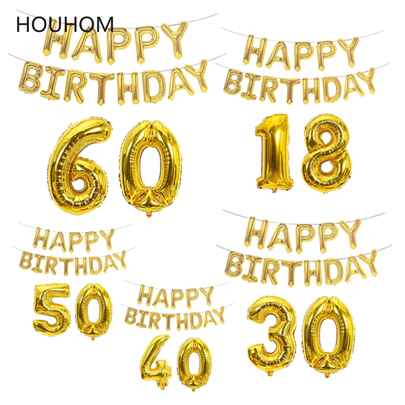 New 16inch Rose Gold Number Letter Foil Balloons Birthday Party Ballons 18/30/40/50/60th Adult Decoration Balloon | Дом и сад