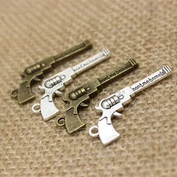 

Alloy Gun Pistol Weapon Charms Antique Bronze Color 18pcs/lot Pendant for DIY Jewelry 15*35mm