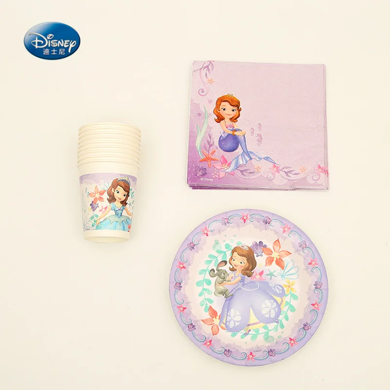 

Sophia Theme Disposable Paper Tableware Set Total 22pcs Cup+Napkin+plate children Birthday Party Decorations Supplies