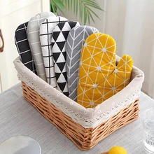 Термостойкие перчатка Кухня Микроволновая печь Митт Нескользящая изоляции хлопка и защитные перчатки Кухня перчатки