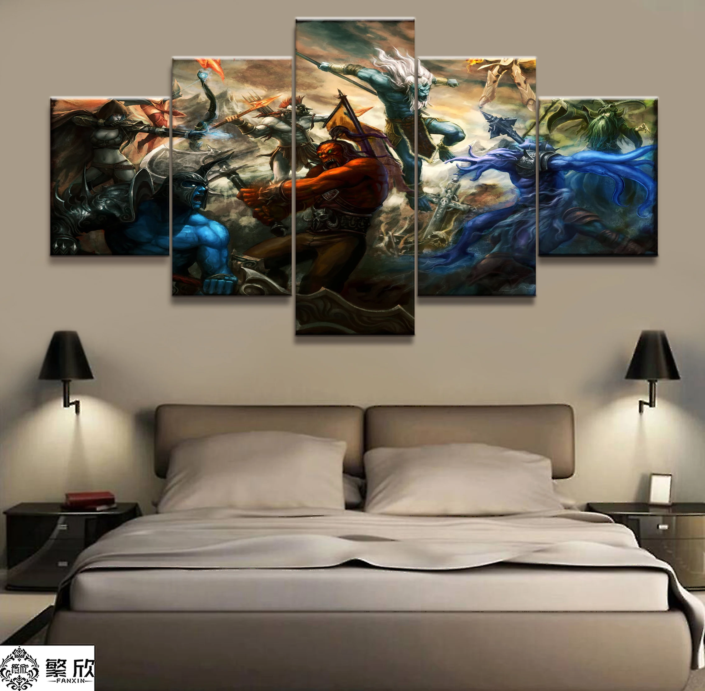  Wall Art Game Poster 5 Pieces DOTA 2 Poster Printed Canvas Painting Pictures Modern Painting On Can
