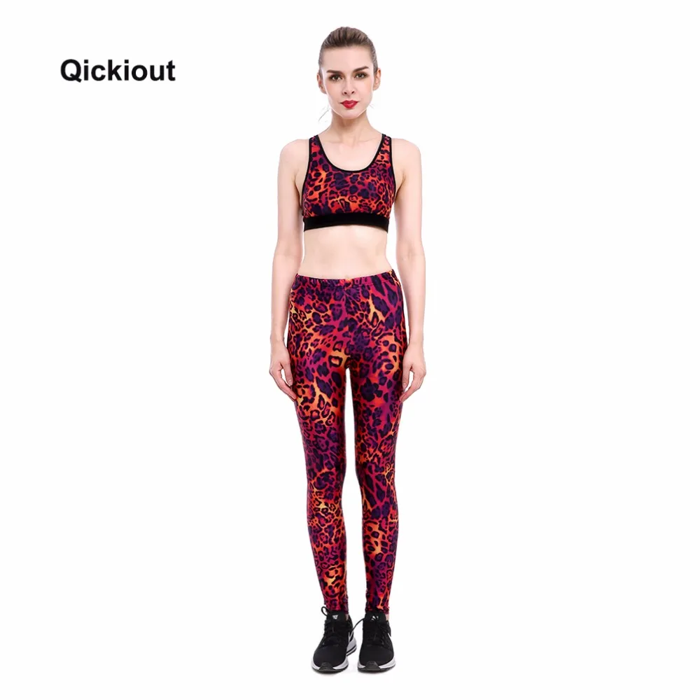 

Qickitout New Leopard Bra Leggings Set Fitness Specials Quick-drying trousers Women Basic section sportswear Long Pants