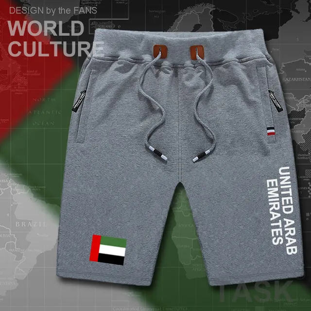 united Arab Emirates mens shorts beach new men's board shorts flag workout zipper pocket sweat