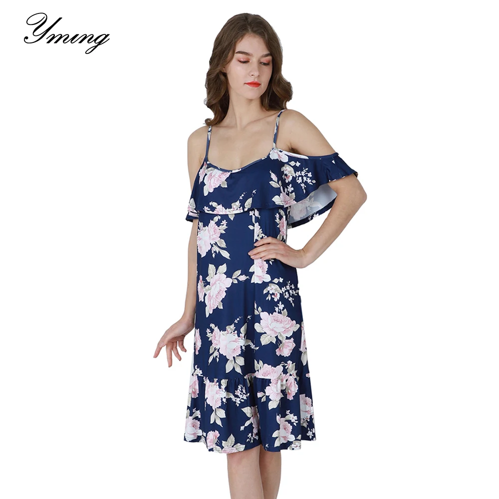 

Летнее платье Yming, женские платья на бретельках с оборками и рукавами, пляжный сарафан с цветочным принтом, женское платье, повседневное женское платье