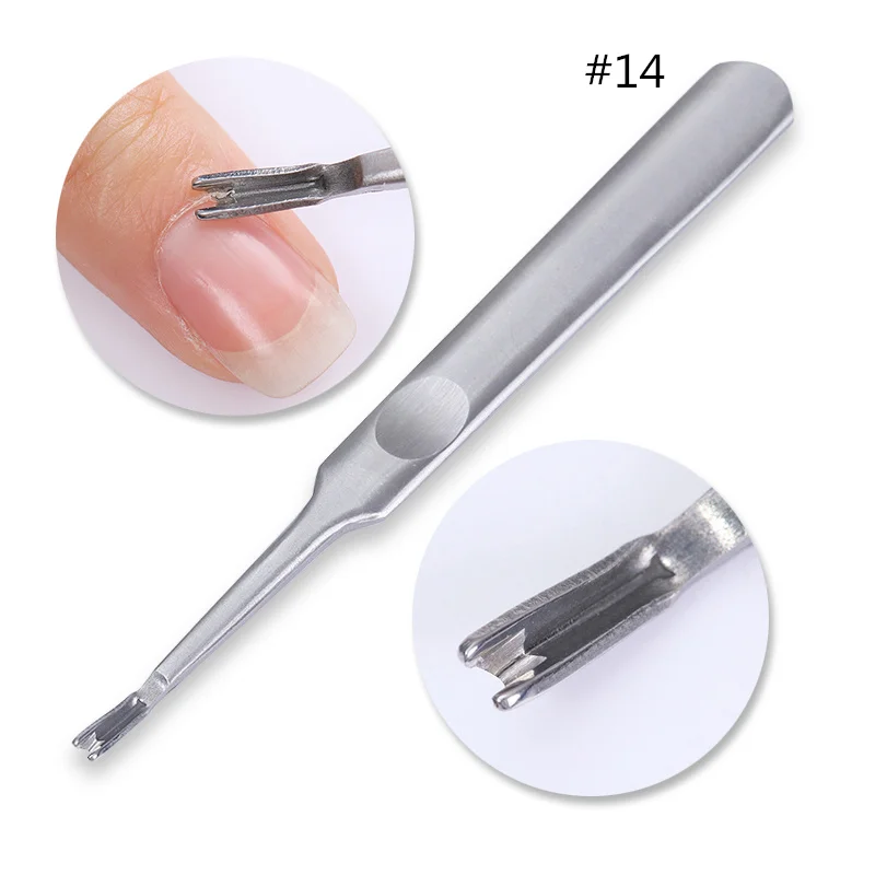 Dual-end Nail Cuticle Pusher Remover Stainless Steel Professional Nail Art Manicure DIY Design Tools - Цвет: 14