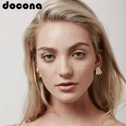 Docona панк цвета: золотистый, серебристый Цвет вентилятор Форма серьги стержня для Для женщин Seashell заклепки серьги вечерние ювелирные Pendientes