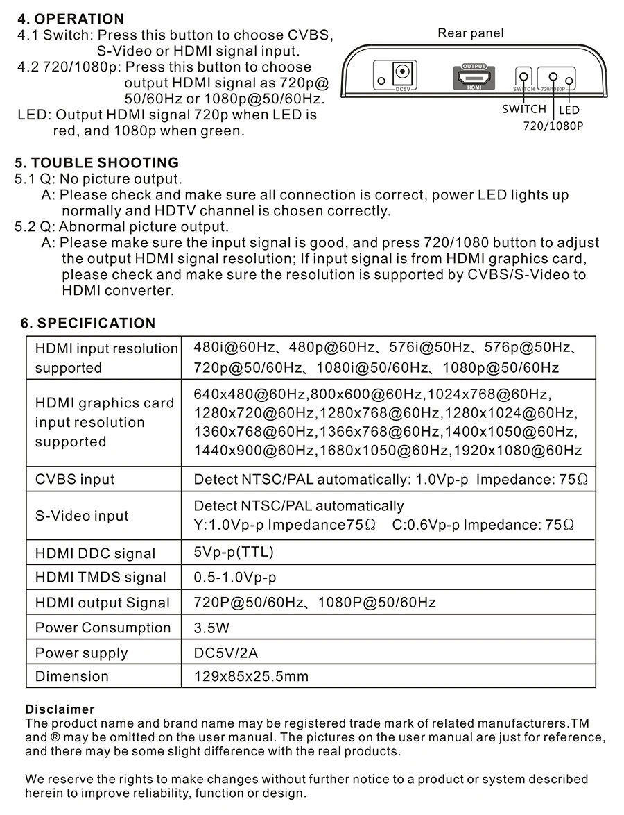 LKV363A 1080 P/720 P CVBS/S-Video+ HDMI в HDMI, AV/S-Video в HDMI конвертер со скалером/одновременным подключением/цветным глазом