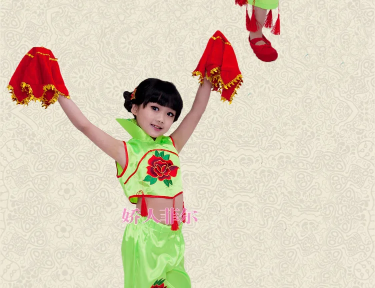 Детский день Обувь для девочек этническом yangge Танцы Наборы для ухода за кожей традиционные китайцы Костюмы Производительность Костюм