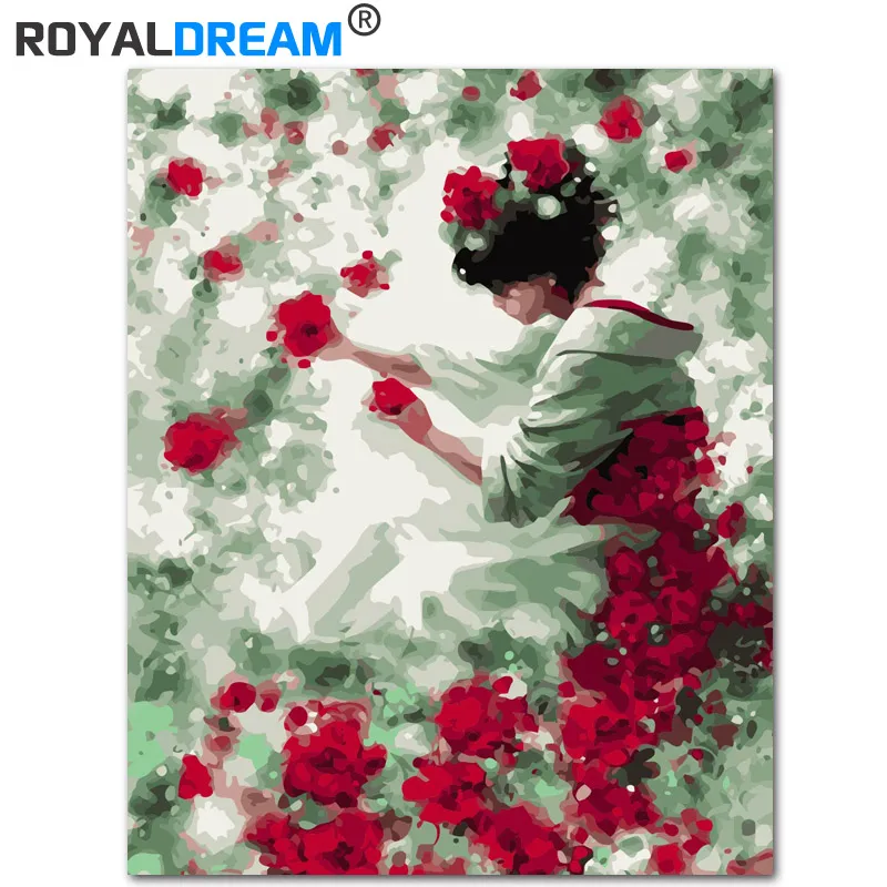 

ROYALDREAM Flower Beauty DIY Painting By Numbers Handpainted Canvas Painting Home Wall Art Picture For Living Room Unique Gift