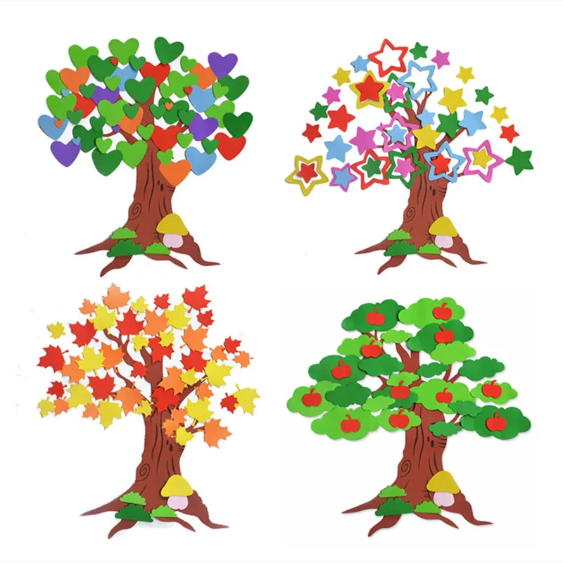 

Handmade 3D DIY Big Tree Maple Leaf Art EVA Foam Paper Stickers Child Puzzle Early Learning Education Toys For Kids Decor Crafts