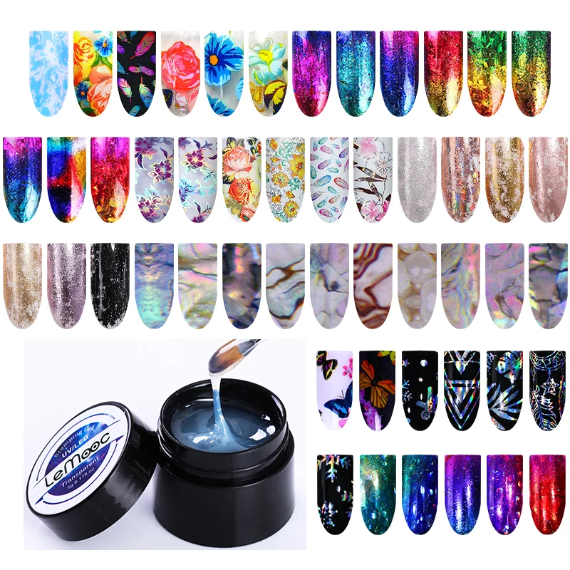 LEMOOC ختم هلام 5 مللي ستار سماء نجمية مسمار رقائق مانيكير مسمار الفن الغراء واضح لاصق نجمة الغراء لمسمار رقائق نقل