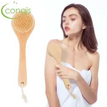 

Congis Long Handle Wooden Body Brush Natural Bristle Brushes Shower Bath Back Massage Cleaning Brush Bathroom Accessories