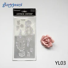 1 лист профессиональные Цветочные татуировки Шаблон Хна для боди арта татуировки трафарет YL03 Менди сексуальные женщины мужчины тела живопись татуировки стикер