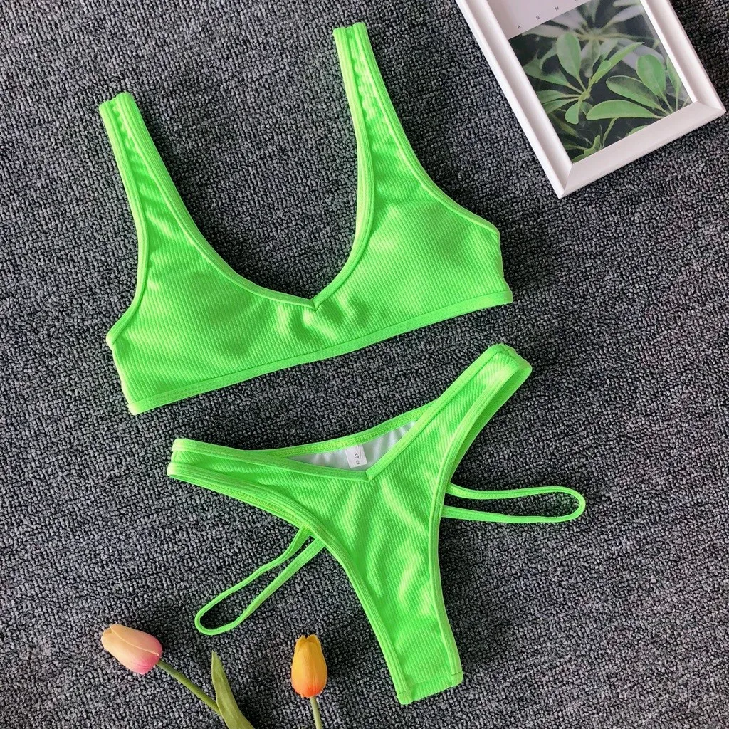 

Set Pushed Up Paded Bra Swimwear Back Adjustable Hasp Swimsuits Wild Sports Small Sexy Swimsuit Youth Girl Lingerie