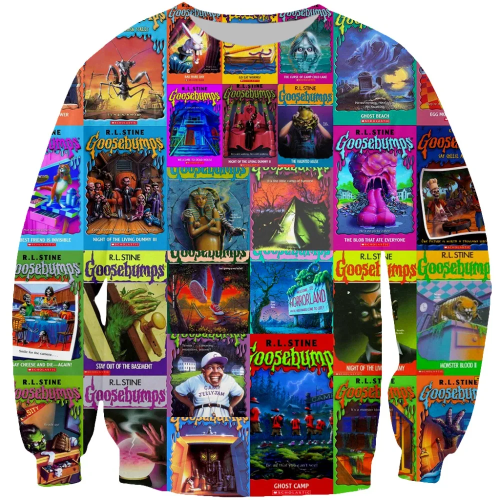 

2018 Spring Autumn Goosebumps Cover For Women /Man Tracksuit 3D Printed Sweatshirt 90's magazine Pullover Plus Size XS-7XL
