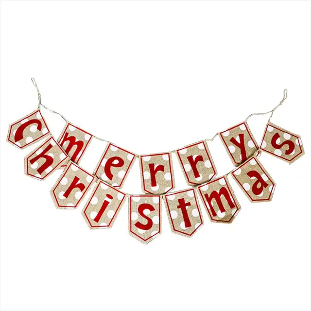 2018 NEW Merry Christmas Letter Banner Bunting Christmas Decorations Flag and Banners Cotton
