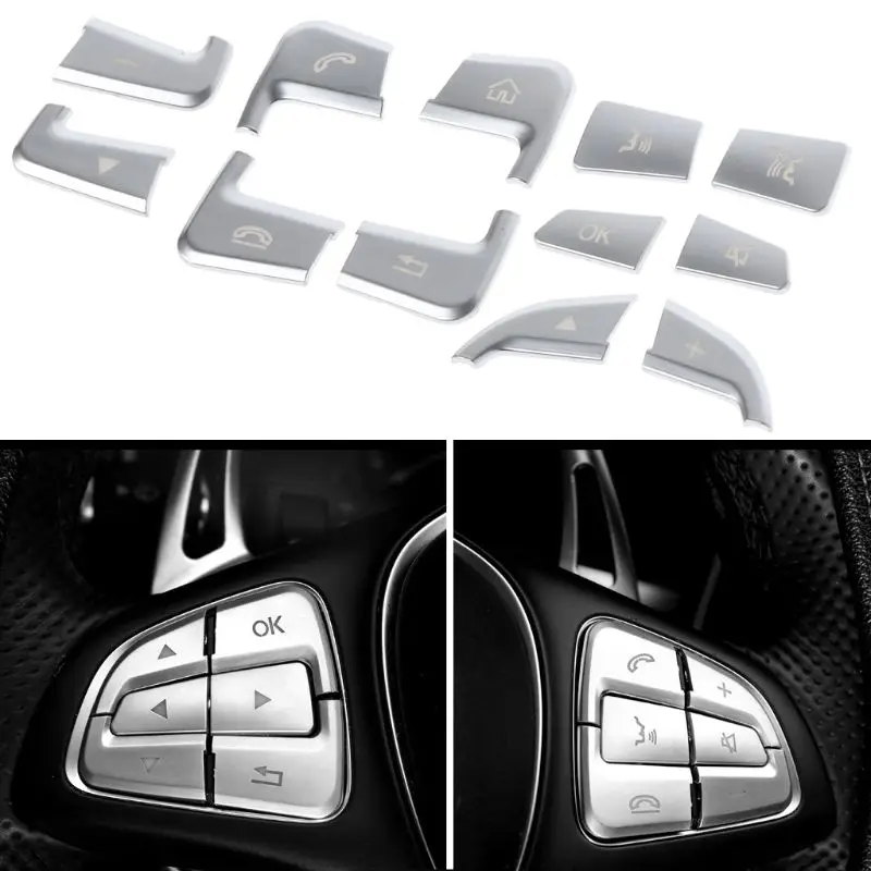 

12pcs/set New Steering Wheel Button Sticker Decal Cover For Mercedes Benz GLC C Class BC B E GLE GLS CLA GLA ML