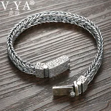 V. YA ручной работы тяжелый серебряный браслет 925 пробы серебряные браслеты для запястий мужские байкерские ювелирные изделия bileklik 17 см-22 см