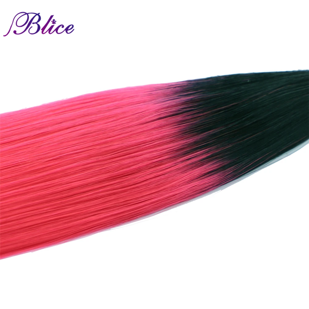Blice Synthetic Omber Hair T1B/Red Long Straight Hair Weaving one Bundles Deal Weft Colorful Pieces For Girls