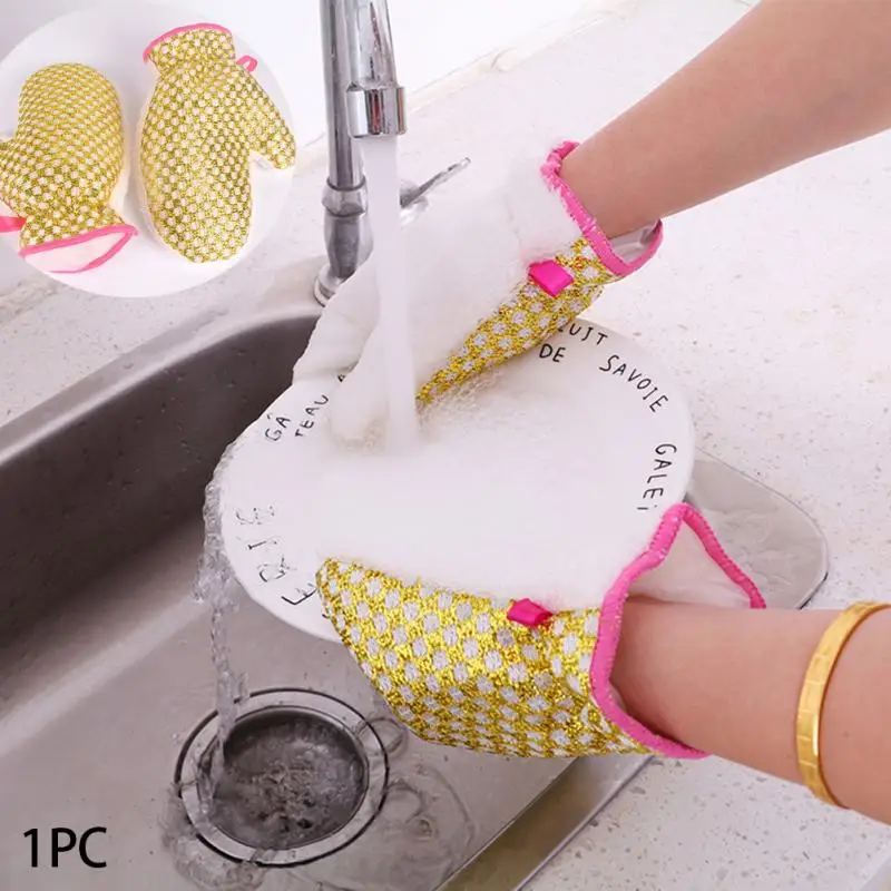 

1Pc Gloves Bamboo Fiber Washing Hand Guards Cleaning Non-stick Oil Dish Reuseable