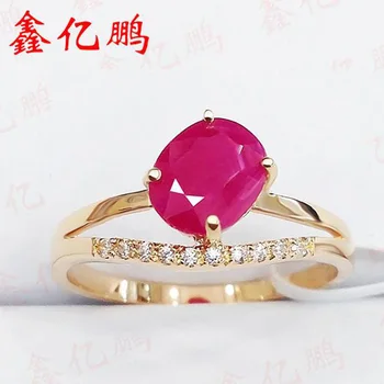 

Xin yi peng 18 k yellow gold inlaid natural ruby ring, the woman ring, contracted and easy