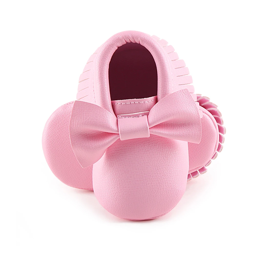 Детская обувь для новорожденного мальчика Девочки Первые ходунки ПУ подошва принцесса Бант бахрома малыша Детская кроватка обувь повседневные Мокасины