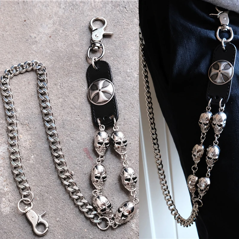 

Men's Motorcyle KeyChain Jean Biker Wallet Belts Chain Skull Charm Gothic Rock Skull Pants Trousers Waist Key Men's BL48