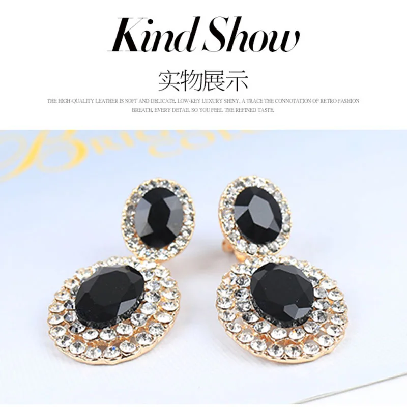 JIOFREE Fashion Rhinestone Statement Alloy Clip on Earrings No Hole Ear Clip for Women Girl Crystal Earring Jewelry wholesale