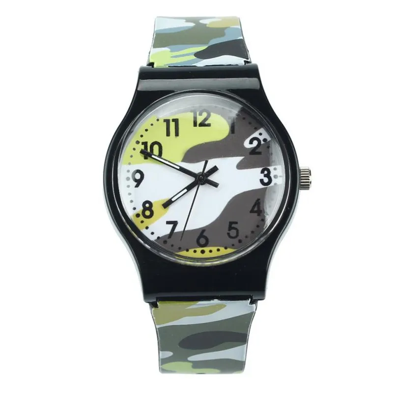Креативные часы Детские камуфляжные детские часы кварцевые наручные часы для девочек мальчиков H0404 - Цвет: Yellow