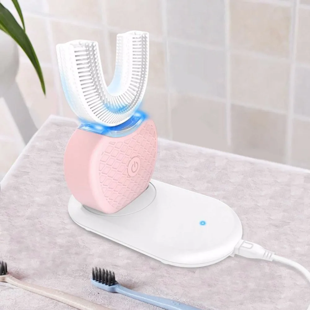 

360 Degree Wireless USB Charging Lazy Automatic Sonic Silicone Electric Toothbrush Teeth Whitening Cleaning Tool Brush Oral Care