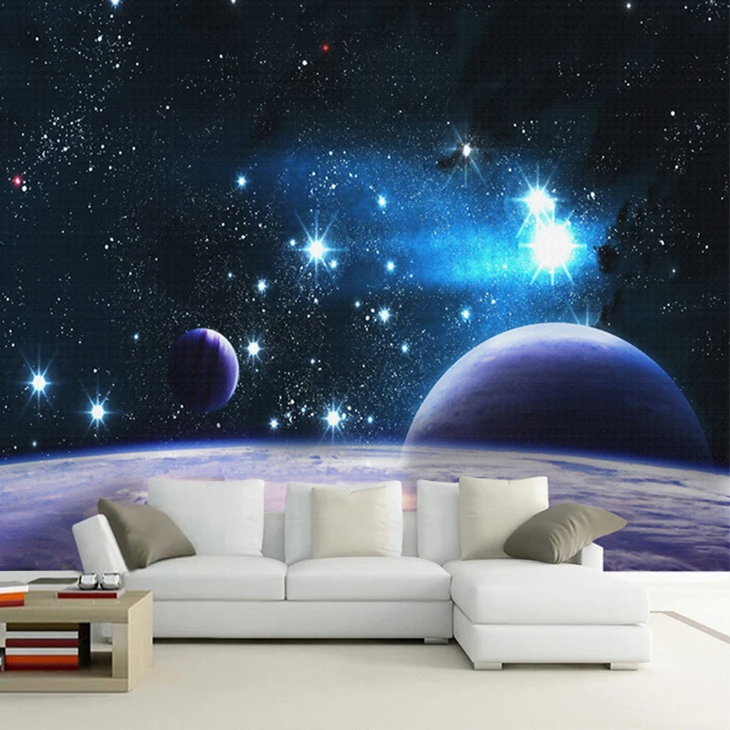 Современная 3D рельефная настенная бумага на заказ для стен, Вселенная, космос, планета, яркая звезда, фотообои, декор комнаты, фон для дивана